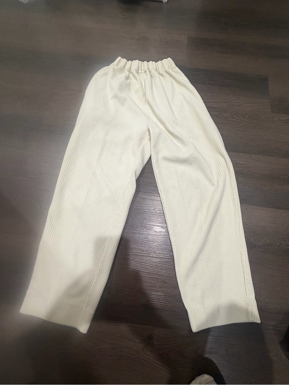 Vintage Women’s Gitano Cream Ribbed Elastic-Waist Pants